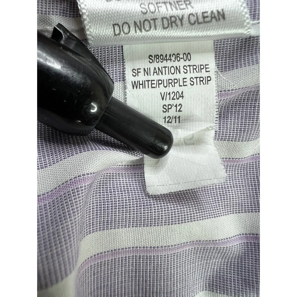 Banana Republic Shirt Mens‎ 2XL Purple White Stripe Non Iron Slim Fit Dress XXL